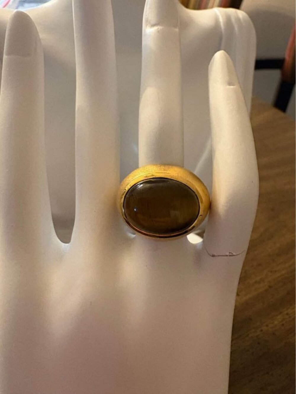 Silver 925 Gold-Toned Tiger's Eye Ring